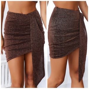 •HELLO MOLLY• Savour the Moment Skirt in Bronze Size Small Ruffle Draped